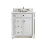 Bristol 30IN Single Vanity Bright White w/ 3 CM Carrara Marble Top