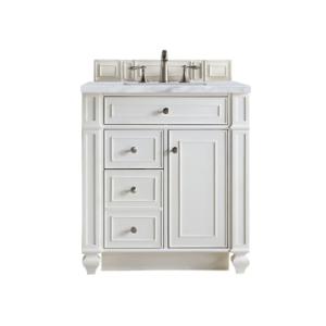 Bristol 30IN Single Vanity Bright White w/ 3 CM Carrara Marble Top