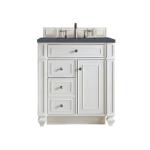 Bristol 30IN Single Vanity Bright White w/ 3 CM Charcoal Soapstone Silestone Top