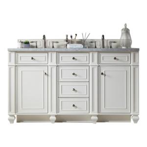 Bristol 60IN Double Vanity Bright White w/ 3 CM Carrara Marble Top