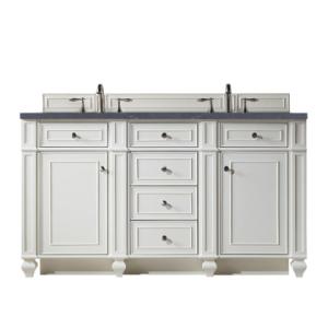 Bristol 60IN Double Vanity Bright White w/ 3 CM Charcoal Soapstone Silestone Top