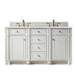 Bristol 60IN Double Vanity Bright White w/ 3 CM Eternal Jasmine Pearl Silestone Top