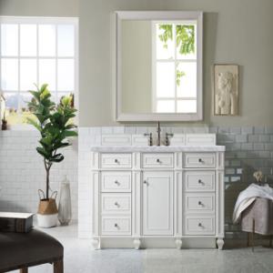 Bristol 60IN Single Vanity Bright White w/ 3 CM Carrara Marble Top