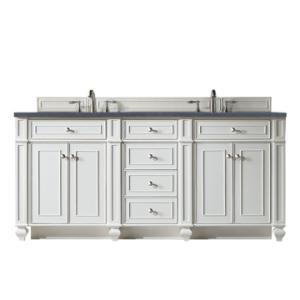 Bristol 72IN Double Vanity Bright White w/ 3 CM Charcoal Soapstone Silestone Top
