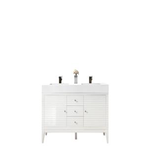 Linear 59IN Double Vanity Glossy White w/ Glossy White Composite Stone Top