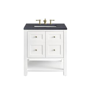 Breckenridge 30IN Single Vanity Bright White w/ 3 CM Charcoal Soapstone Top