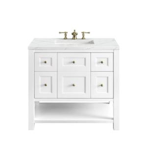Breckenridge 36IN Single Vanity Bright White w/ 3 CM Ethereal Noctis Top