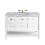 Breckenridge 48IN Single Vanity Bright White w/ 3 CM Carrara Marble Top