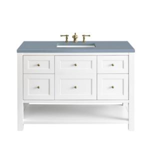 Breckenridge 48IN Single Vanity Bright White w/ 3 CM Cala Blue Top