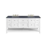 Breckenridge 72IN Double Vanity Bright White w/ 3 CM Charcoal Soapstone Top