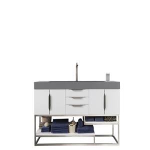 Columbia 72IN Single Vanity Glossy White w/ Dusk Grey Glossy Composite Stone Top
