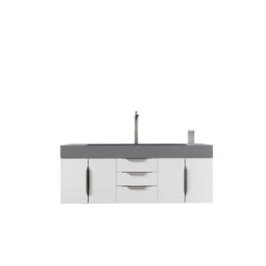 Mercer Island 72IN Single Vanity Glossy White w/ Dusk Grey Glossy Composite Stone Top