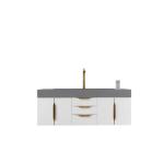 Mercer Island 72IN Single Vanity Glossy White Radiant Gold w/ Dusk Grey Glossy Composite Stone Top