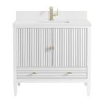 Myrrin 36IN Vanity Bright White w/ Single Hole 3 CM White Zeus Silestone Top & Backsplash