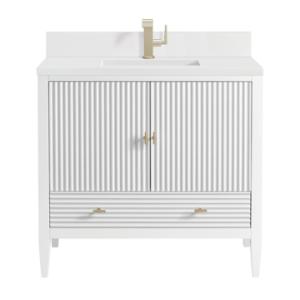 Myrrin 36IN Vanity Bright White w/ Single Hole 3 CM White Zeus Silestone Top & Backsplash