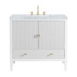 Myrrin 36IN Vanity Bright White w/ 3 CM Carrara White Marble Top