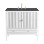 Myrrin 36IN Vanity Bright White w/ 3 CM Charcoal Soapstone Silestone Top