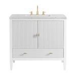 Myrrin 36IN Vanity Bright White w/ 3 CM Eternal Jasmine Pearl Silestone Top