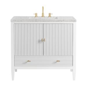 Myrrin 36IN Vanity Bright White w/ 3 CM Eternal Jasmine Pearl Silestone Top