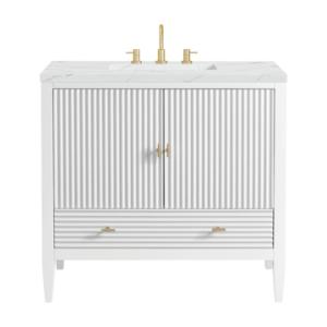 Myrrin 36IN Vanity Bright White w/ 3 CM Ethereal Noctis Silestone Top