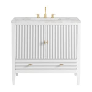 Myrrin 36IN Vanity Bright White w/ 3 CM Victorian Silver Silestone Top