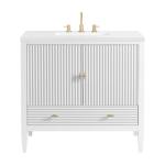 Myrrin 36IN Vanity Bright White w/ 3 CM White Zeus Silestone Top