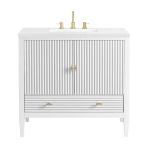 Myrrin 36IN Vanity Bright White w/ 3 CM White Zeus Silestone Top