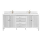 Myrrin 72IN Vanity Bright White w/ Single Hole 3 CM White Zeus Silestone Top & Backsplash