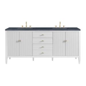 Myrrin 72IN Double Vanity Bright White w/ 3 CM Charcoal Soapstone Silestone Top