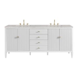 Myrrin 72IN Double Vanity Bright White w/ 3 CM Eternal Jasmine Pearl Silestone Top