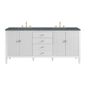 Myrrin 72IN Double Vanity Bright White w/ 3 CM Parisien Bleu Silestone Top