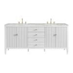 Myrrin 72IN Double Vanity Bright White w/ 3 CM Victorian Silver Silestone Top