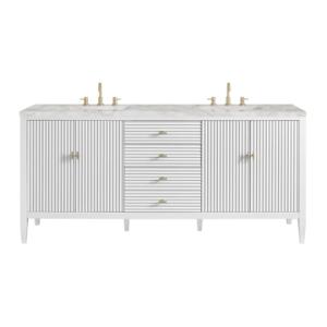 Myrrin 72IN Double Vanity Bright White w/ 3 CM Victorian Silver Silestone Top