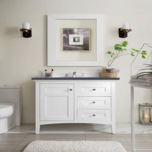 Palisades 36IN Single Vanity Bright White w/ 3 CM Charcoal Soapstone Silestone Top