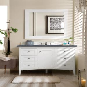 Palisades 48IN Single Vanity Bright White w/ 3 CM Charcoal Soapstone Silestone Top