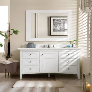 Palisades 48IN Single Vanity Bright White w/ 3 CM White Zeus Silestone Top