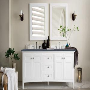 Palisades 72IN Double Vanity Bright White w/ 3 CM Charcoal Soapstone Silestone Top