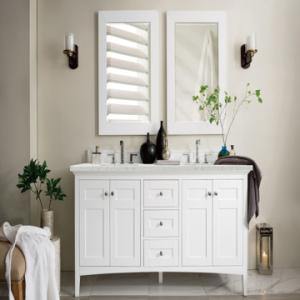 Palisades 72IN Double Vanity Bright White w/ 3 CM Eternal Jasmine Pearl Silestone Top