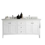 Palisades 72IN Double Vanity Bright White w/ 3 CM White Zeus Silestone Top