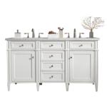 Brittany 60IN Double Vanity Bright White w/ 3 CM Carrara Marble Top