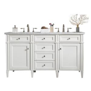 Brittany 60IN Double Vanity Bright White w/ 3 CM Carrara Marble Top