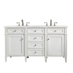 Brittany 60IN Double Vanity Bright White w/ 3 CM Eternal Jasmine Pearl Silestone Top
