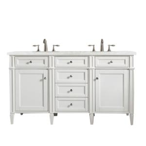 Brittany 60IN Double Vanity Bright White w/ 3 CM Eternal Jasmine Pearl Silestone Top