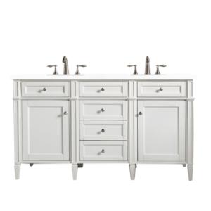 Brittany 60IN Double Vanity Bright White w/ 3 CM White Zeus Silestone Top