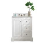 De Soto 30IN Single Vanity Bright White w/ 3 CM Eternal Jasmine Pearl Silestone Top