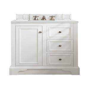 De Soto 30IN Single Vanity Bright White w/ 3 CM Ethereal Noctis Silestone Top
