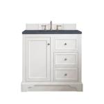 De Soto 36IN Single Vanity Bright White w/ 3 CM Charcoal Soapstone Silestone Top