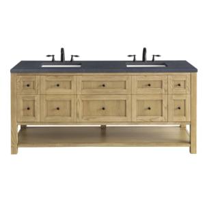 Breckenridge 72IN Double Vanity Light Natural Oak w/ 3 CM Charcoal Soapstone Top