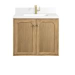 Laurent 30IN Single Vanity Light Natural Oak w/ Single Hole 3 CM White Zeus Top & Backsplash
