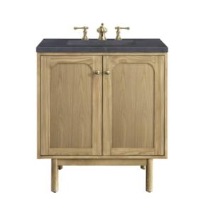 Laurent 30IN Single Vanity Light Natural Oak w/ 3 CM Charcoal Soapstone Top